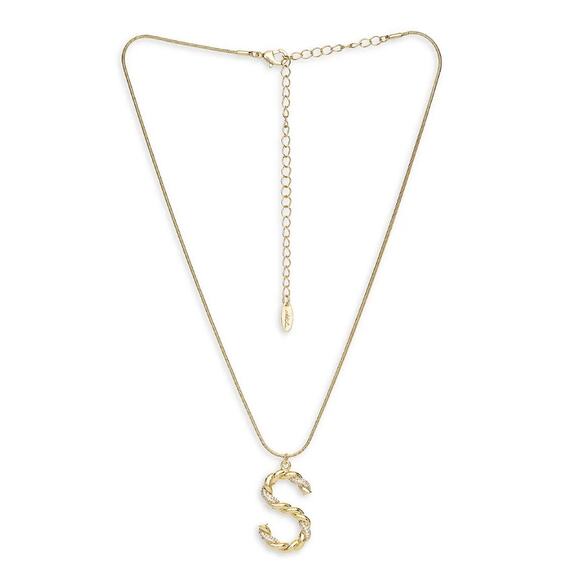 NEW ETTIKA REVOLVE 18K Goldplated Twisted Crystal Initial Pendant Necklace S - Picture 1 of 4